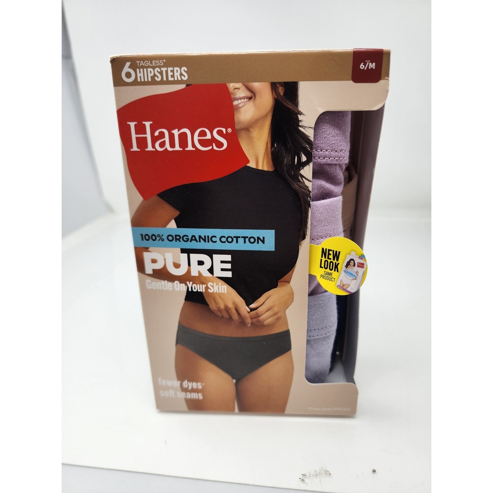 Hanes Womens Pure Hipsters Underwear Multicolor Cotton Casual Size Medium